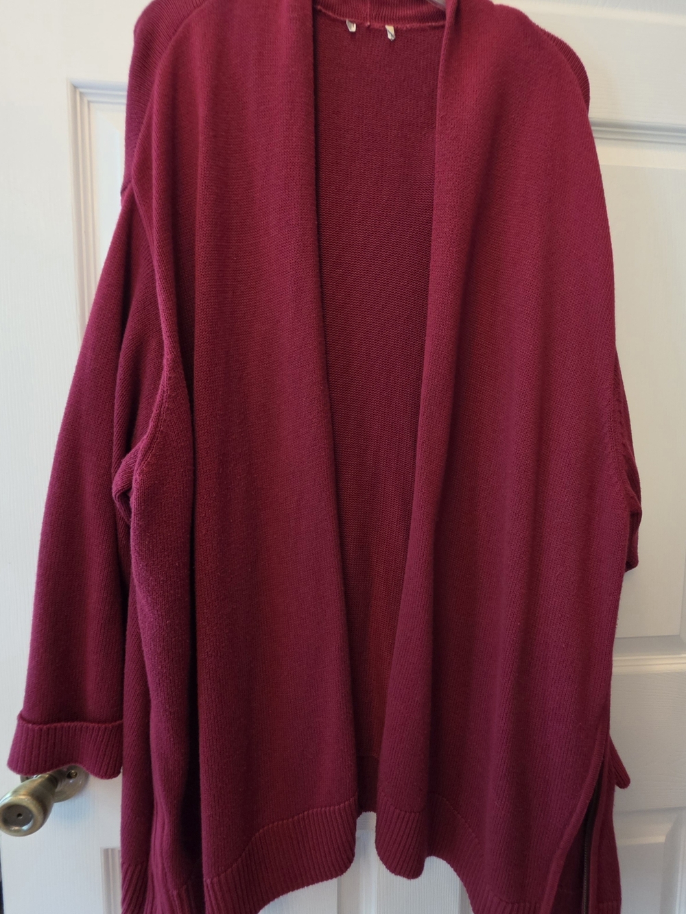 Open-Front Wine Red Women's Cardigan Sweater